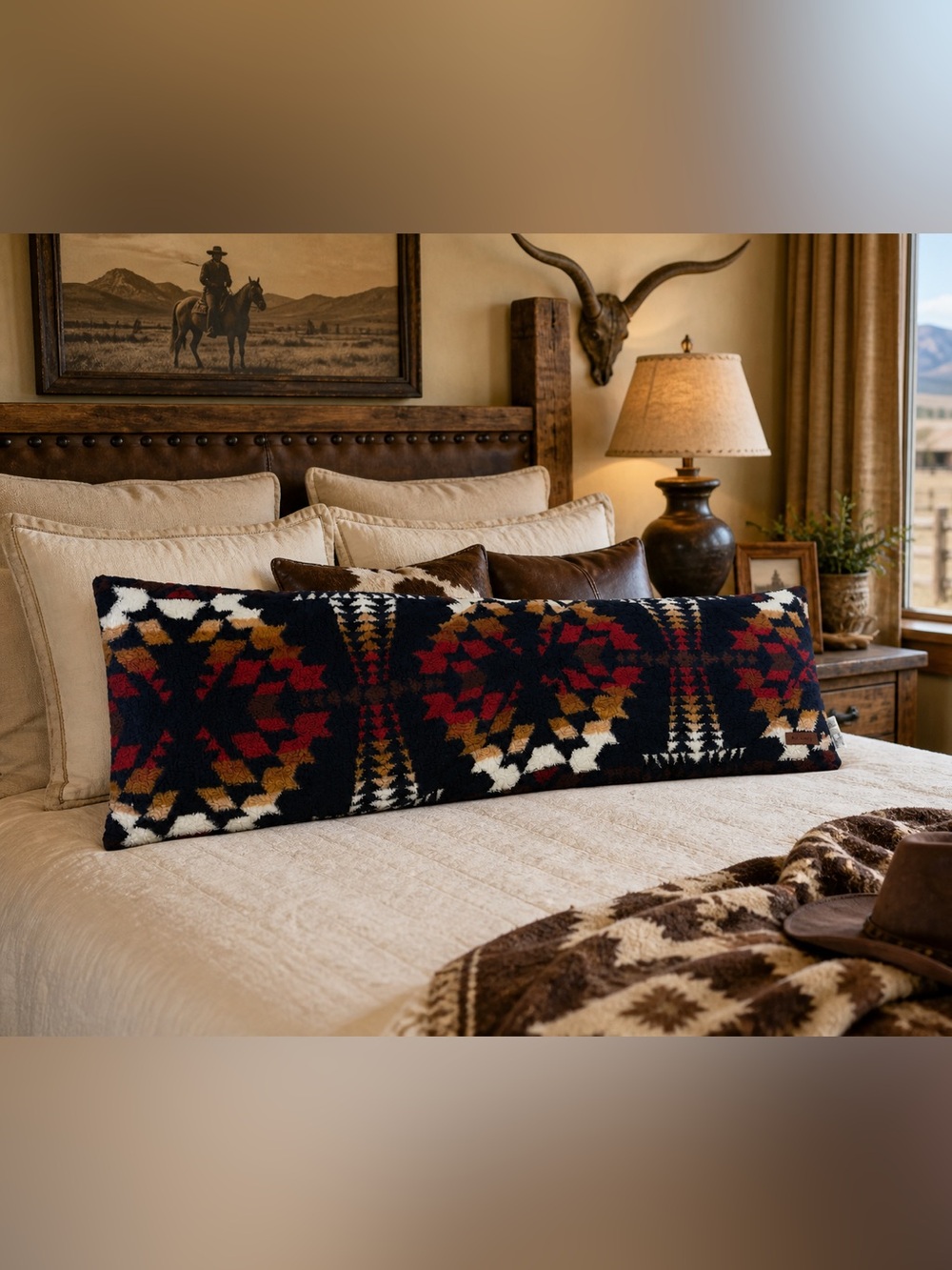 Pendleton Legend Lake Body Pillow 20x48 Navy Multi Southwestern Print
